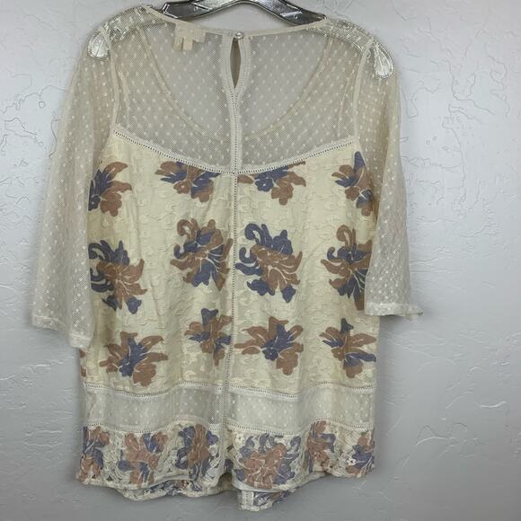 Anthropologie Top Blouse Meadow Rue Anja Floral Lace Mesh  - L - Picture 7 of 7